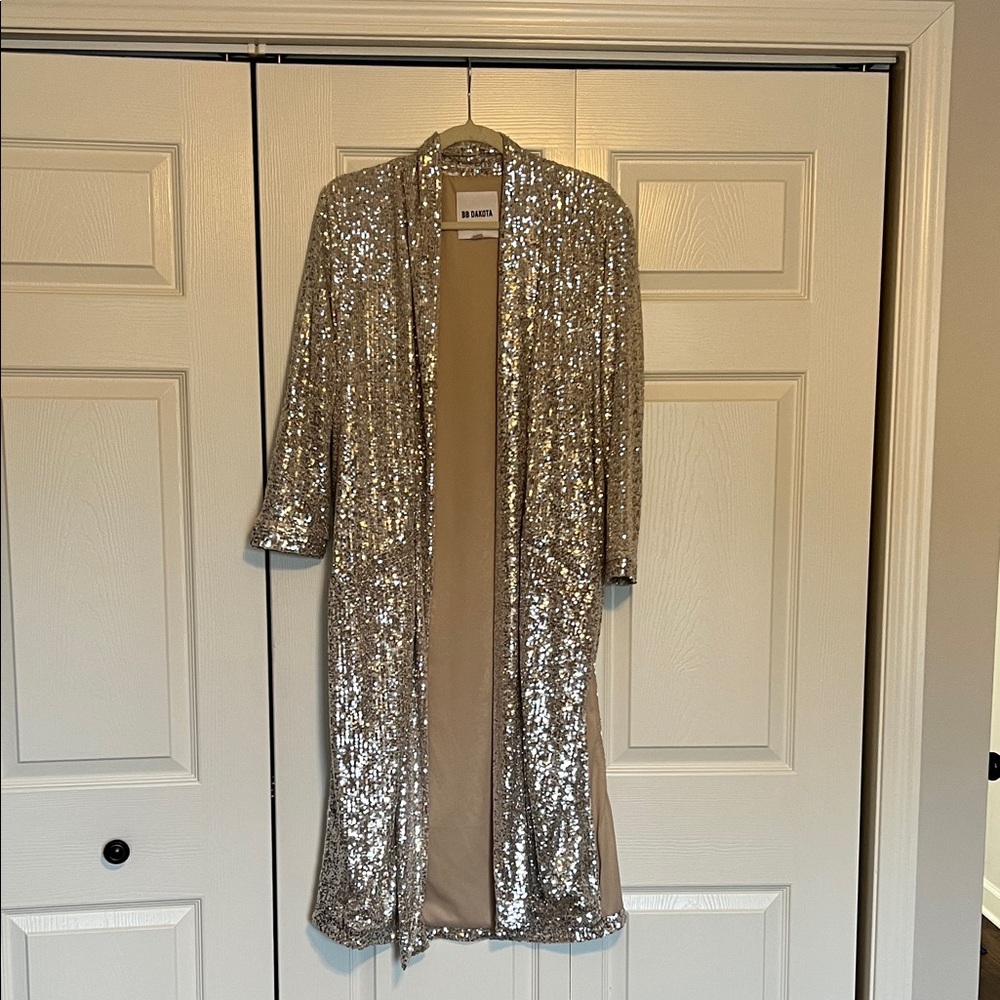 Anthropologie Silver Sequin Blazer